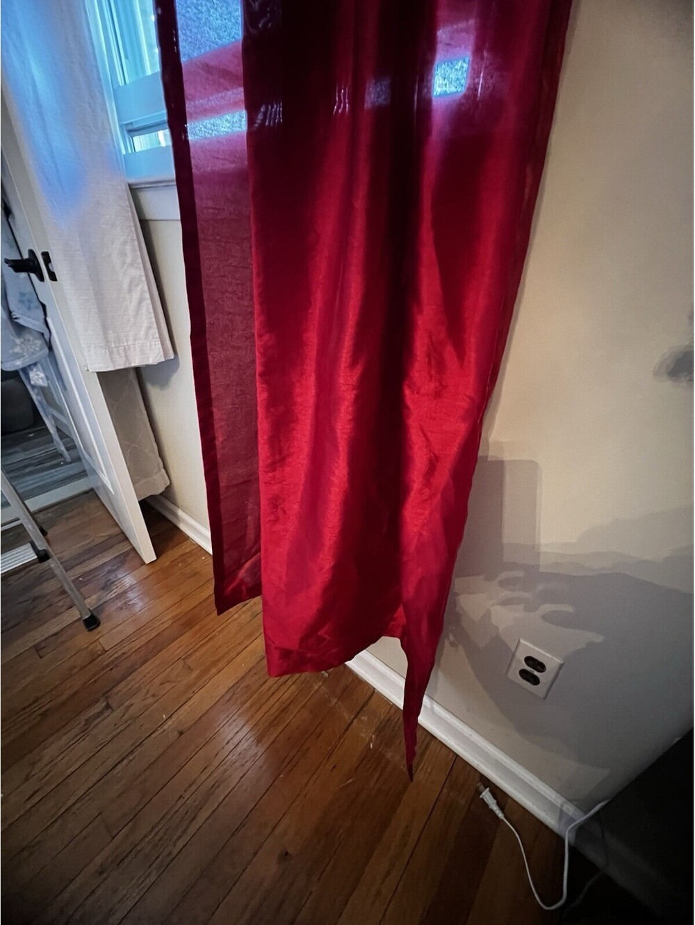 Cherry Red Shimmering Grommet 54” X 84” Light Filtering Window Curtain Panel